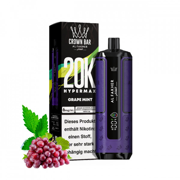 Al Fakher Crown Bar Grape Mint - Hypermax 20k Prefilled Podkit