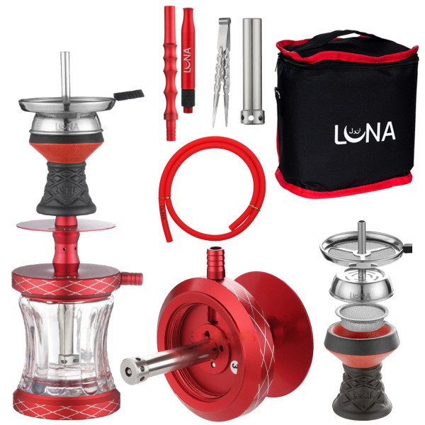 Luna Travel Hookah Vacanza - Red inkl. Tasche