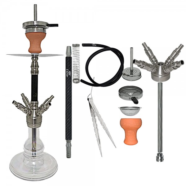 Caesar Shisha Carbon Color Mid - Black Shiny Clear