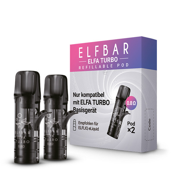 Elfbar ELFA Turbo Leer-Pods 0,8 Ohm (2er Pack) – Wiederbefüllbare Pods