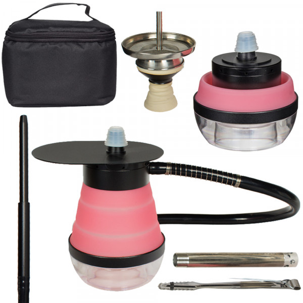 Pocket Silikon Shisha - mit Tragetasche Pink